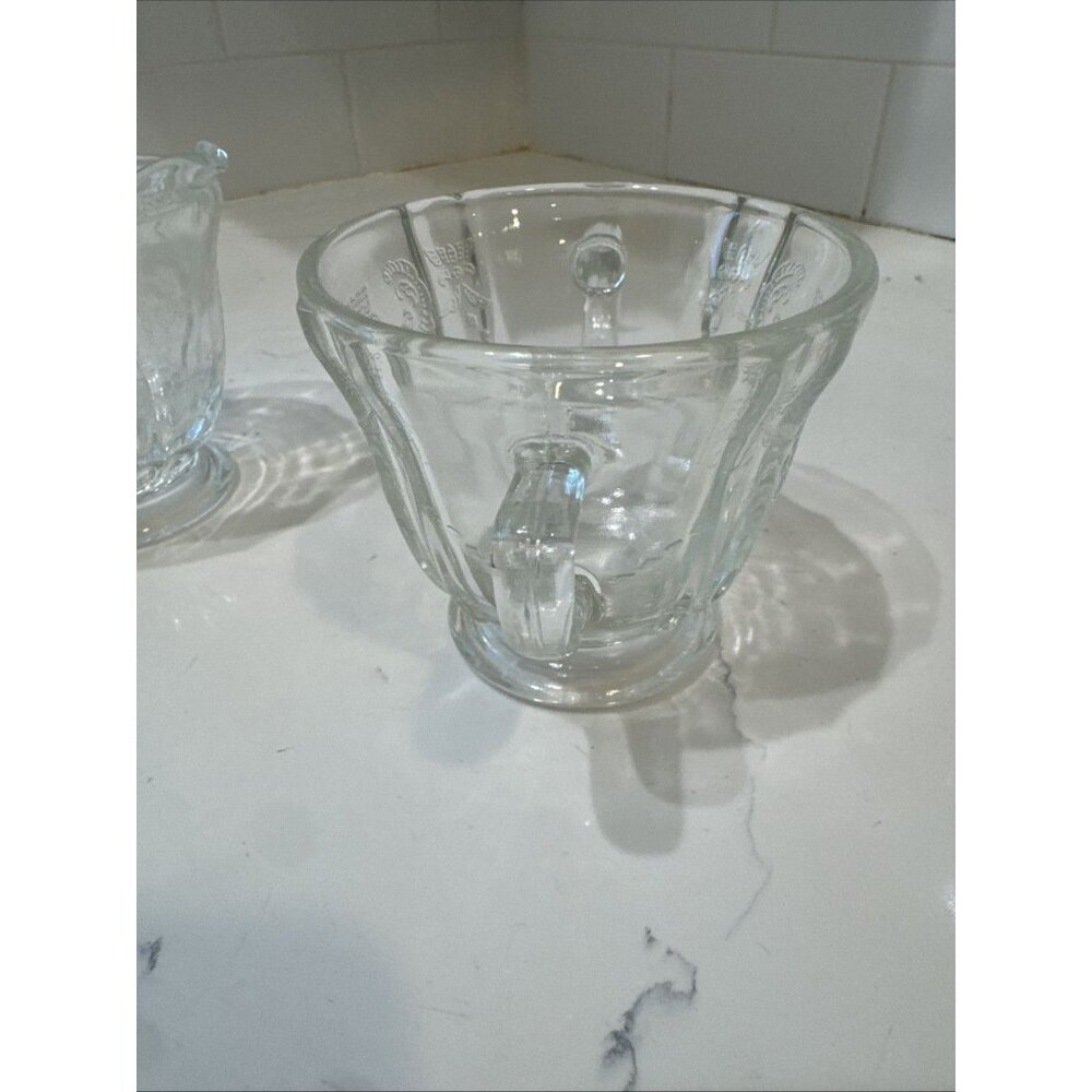 Madrid Clear Depression Glass Creamer & Sugar Federal Glass Company Vintage - Picture 3 of 15